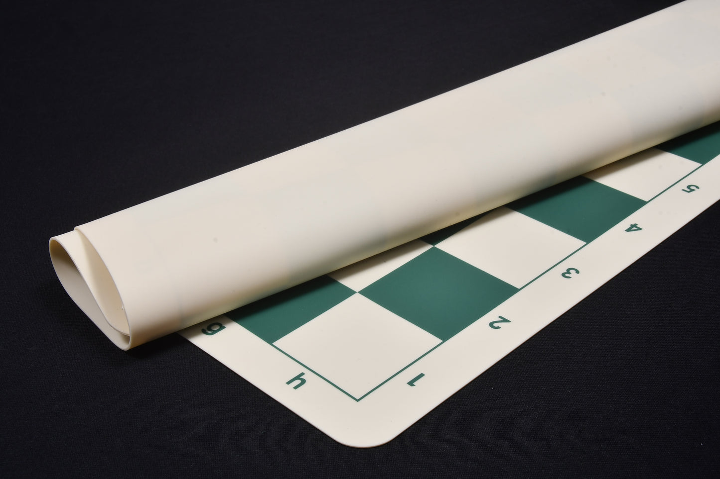 Silicone Unique Flexible Roll-up Chess Board with Algebraic Notation in Dark Green & Off-White Color 20" - 55 mm