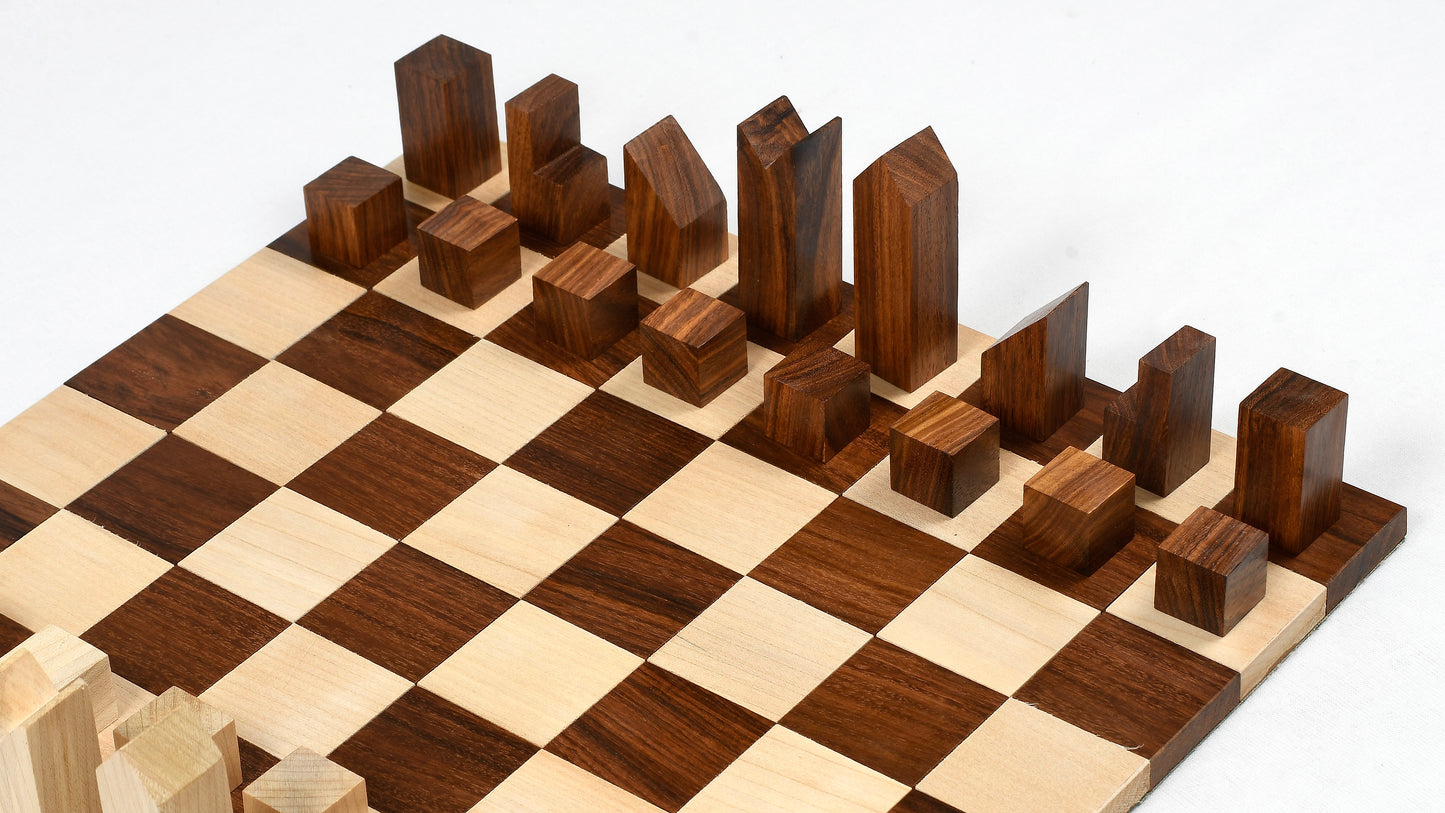 Reproduced Minimalist Chess Pieces in Sheesham & Boxwood - 2.79" King