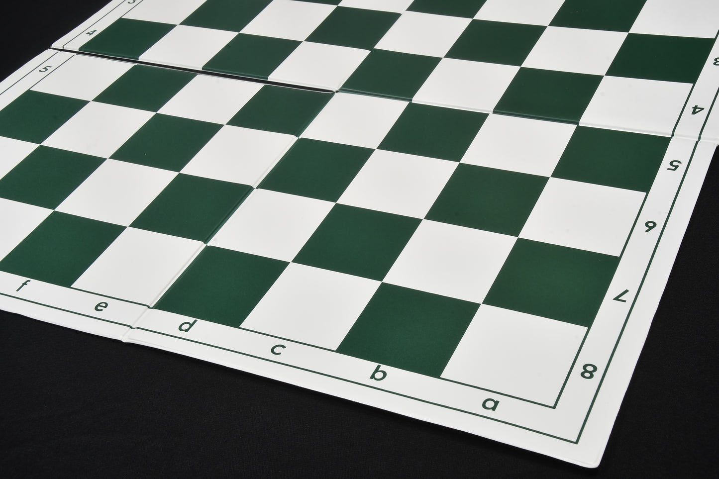 Double Folding PVC Chess Board in Green & White with Algebraic Notation (55mm) | CHESSBAZAAR
