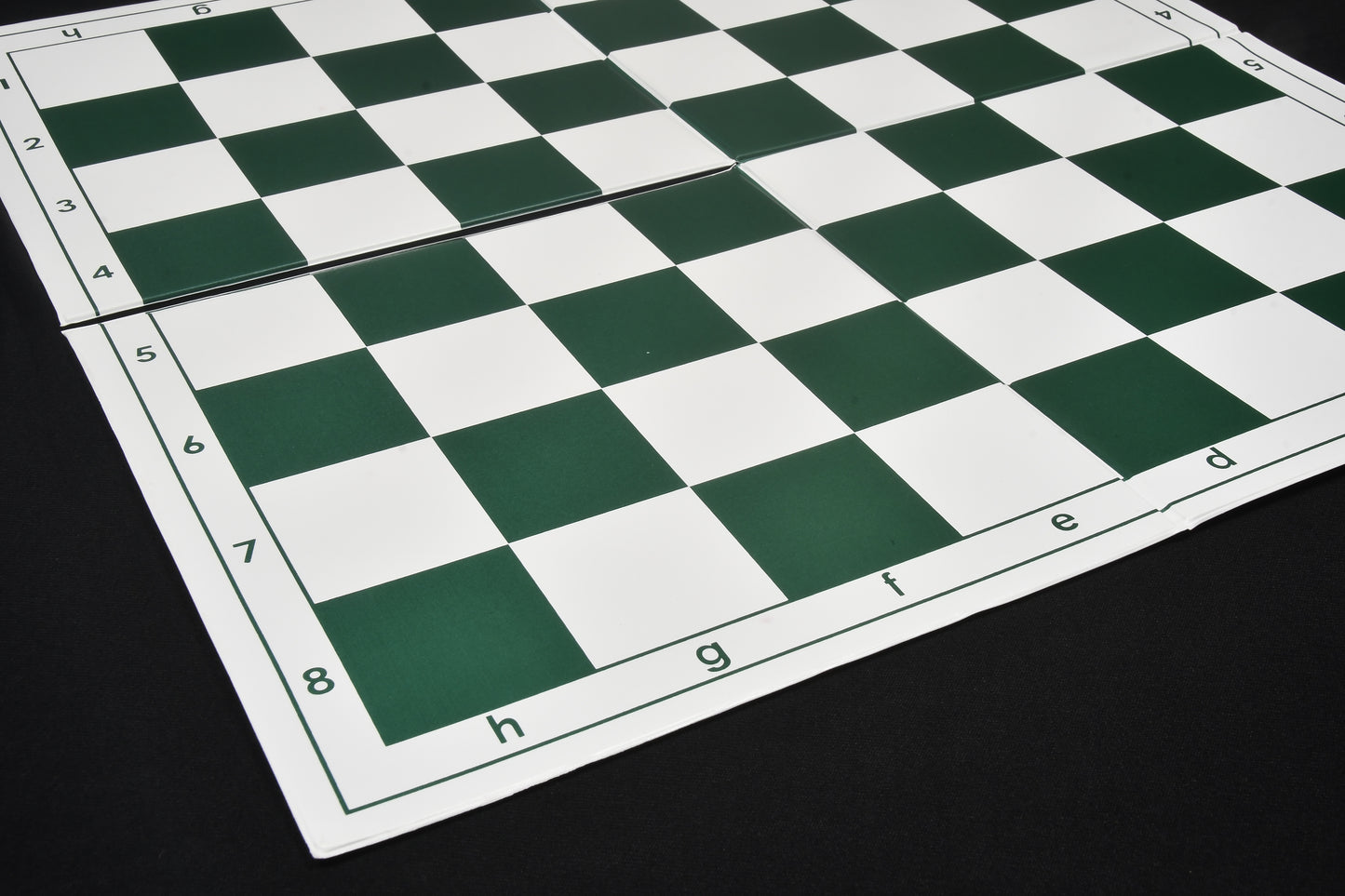 Double Folding Tournament PVC Chess Board with Algebraic Notation in Green & White Color 20" - 55 mm