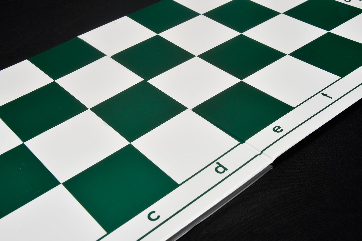 Double Folding PVC Chess Board in Green & White with Algebraic Notation (55mm) | CHESSBAZAAR