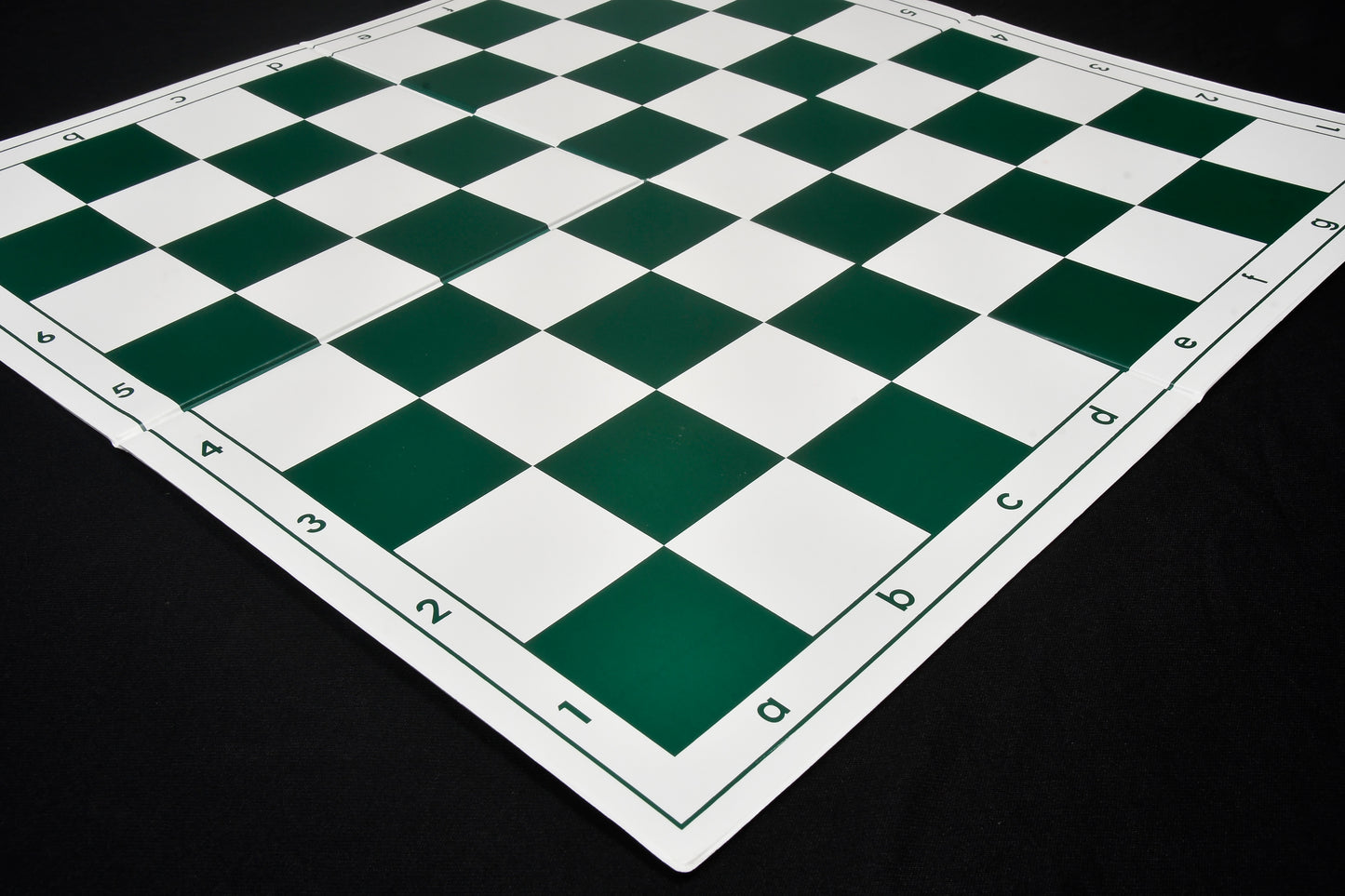 Double Folding PVC Chess Board in Green & White with Algebraic Notation (55mm) | CHESSBAZAAR