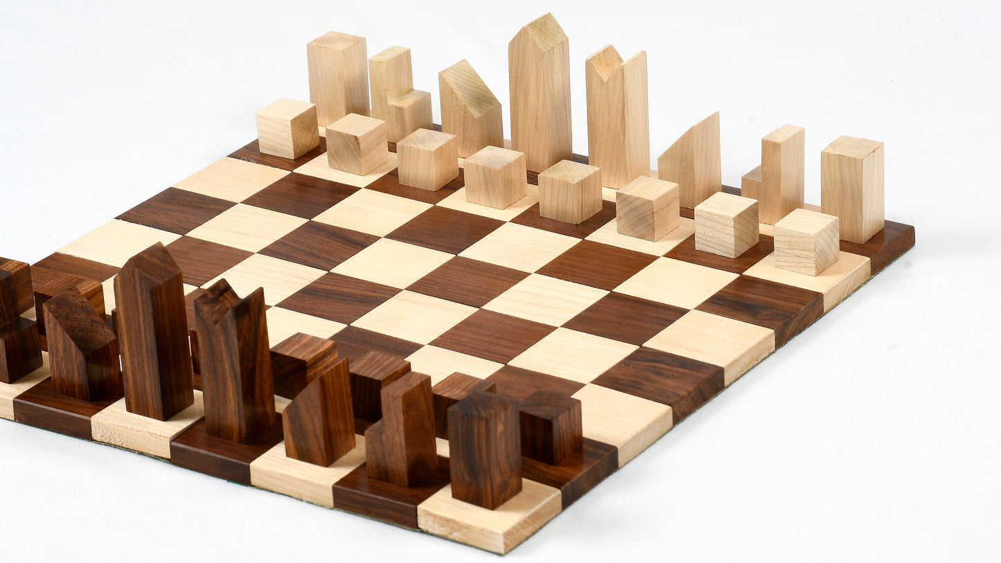 Reproduced Minimalist Chess Pieces in Sheesham & Boxwood - 2.79" King