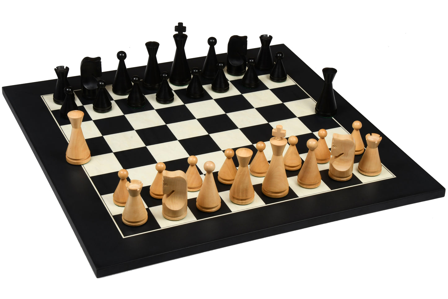 The Classic Series Cone Shaped Chess Pieces in Ebonized Boxwood & Natural Boxwood - 4.09" King