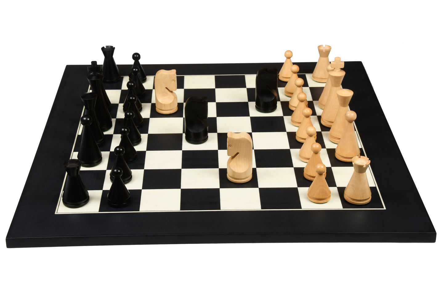 The Classic Series Cone Shaped Chess Pieces in Ebonized Boxwood & Natural Boxwood - 4.09" King