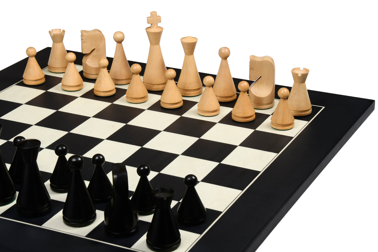 The Classic Series Cone Shaped Chess Pieces in Ebonized Boxwood & Natural Boxwood - 4.09" King