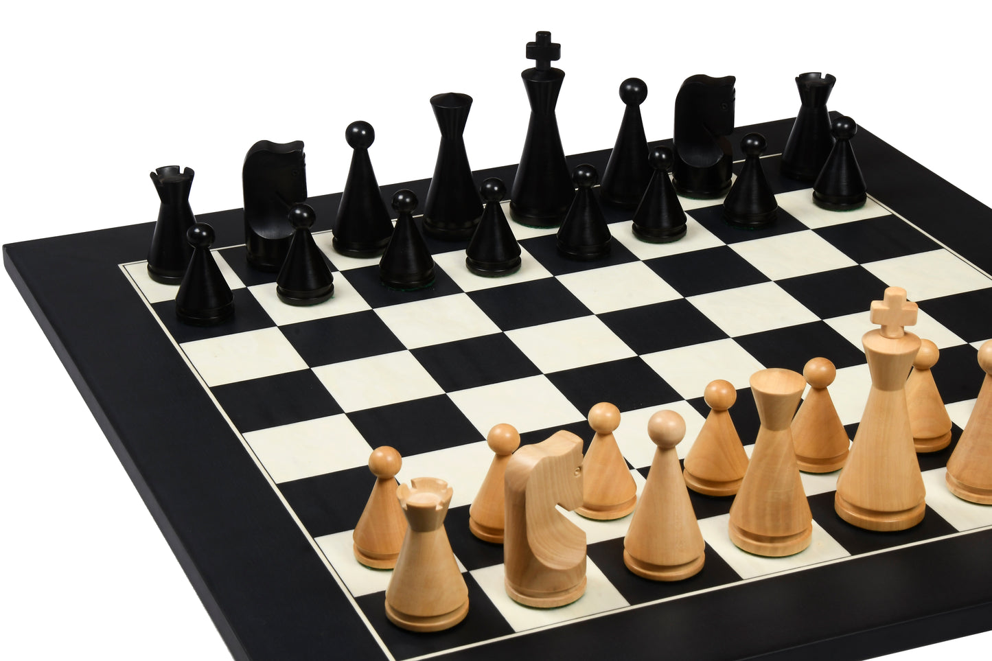 The Classic Series Cone Shaped Chess Pieces in Ebonized Boxwood & Natural Boxwood - 4.09" King