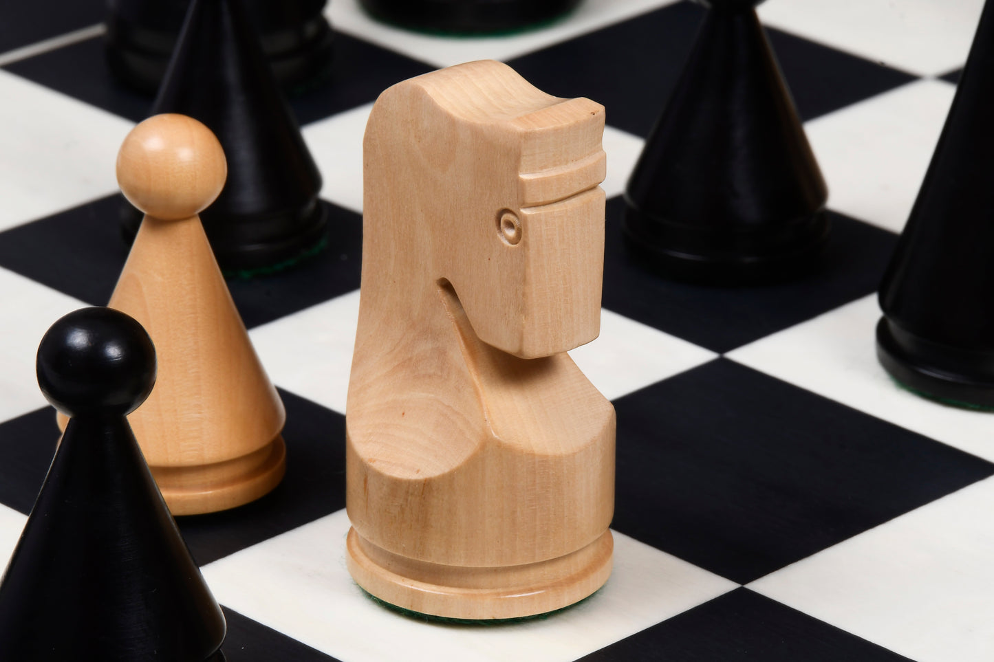 The Classic Series Cone Shaped Chess Pieces in Ebonized Boxwood & Natural Boxwood - 4.09" King