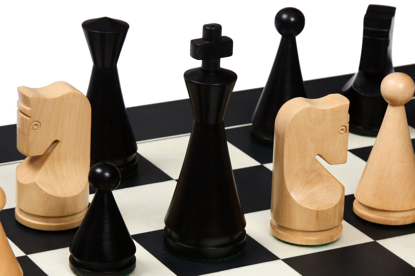 The Classic Series Cone Shaped Chess Pieces in Ebonized Boxwood & Natural Boxwood - 4.09" King