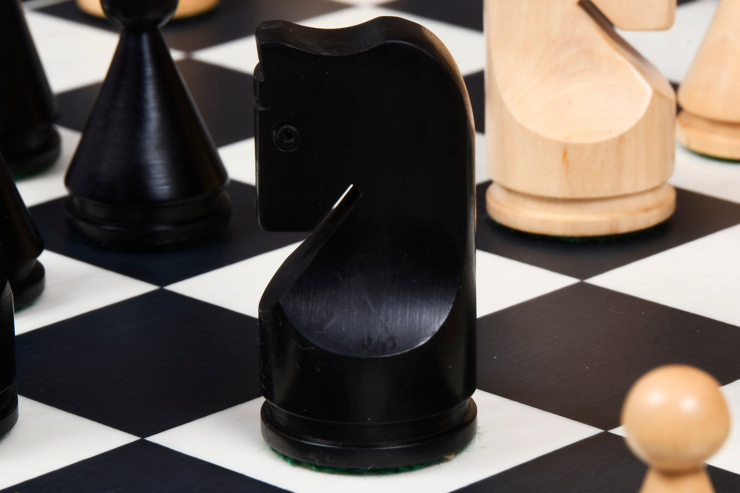 The Classic Series Cone Shaped Chess Pieces in Ebonized Boxwood & Natural Boxwood - 4.09" King