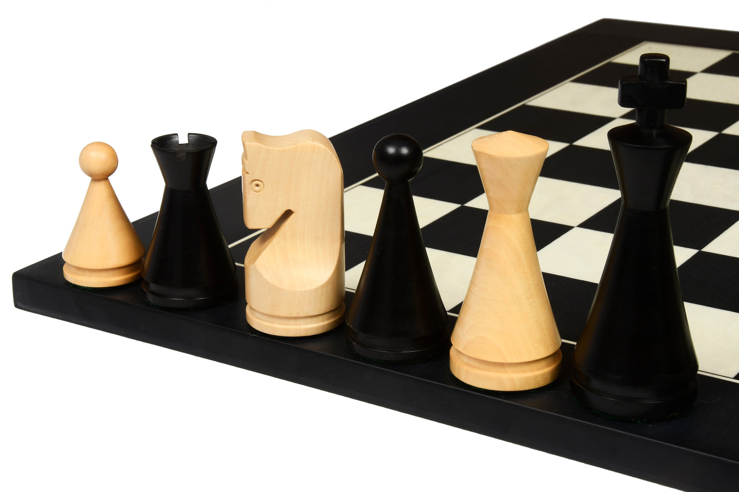 The Classic Series Cone Shaped Chess Pieces in Ebonized Boxwood & Natural Boxwood - 4.09" King