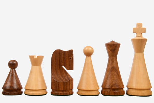 19th Century Classic Series Weighted Cone Shaped Chess Pieces in Sheesham & Box Wood - 4.09" King