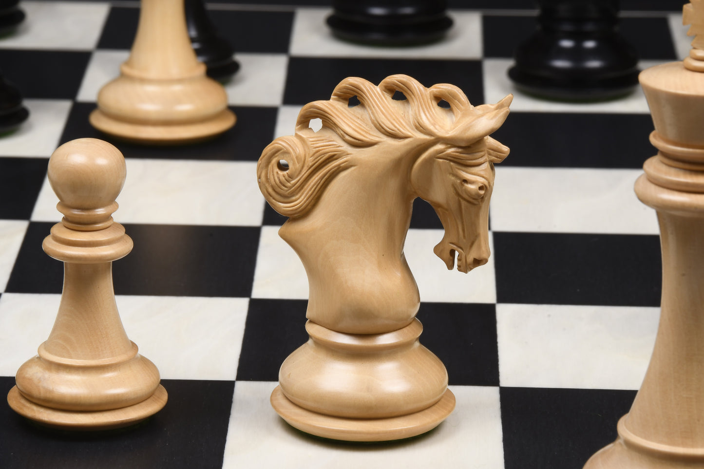 Pegasus Series Artisan Chess Pieces ver 2.0 in Ebony / Boxwood - 4.6" King with Board