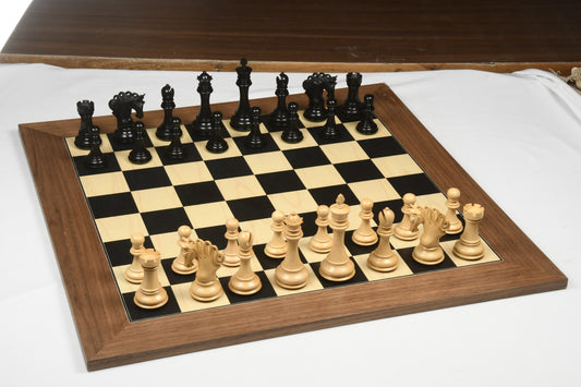 Combo of The Pegasus Series Artisan Staunton Chess Pieces ver 2.0 in Ebony / Boxwood - 4.6" King with Wooden Chess Board 24"