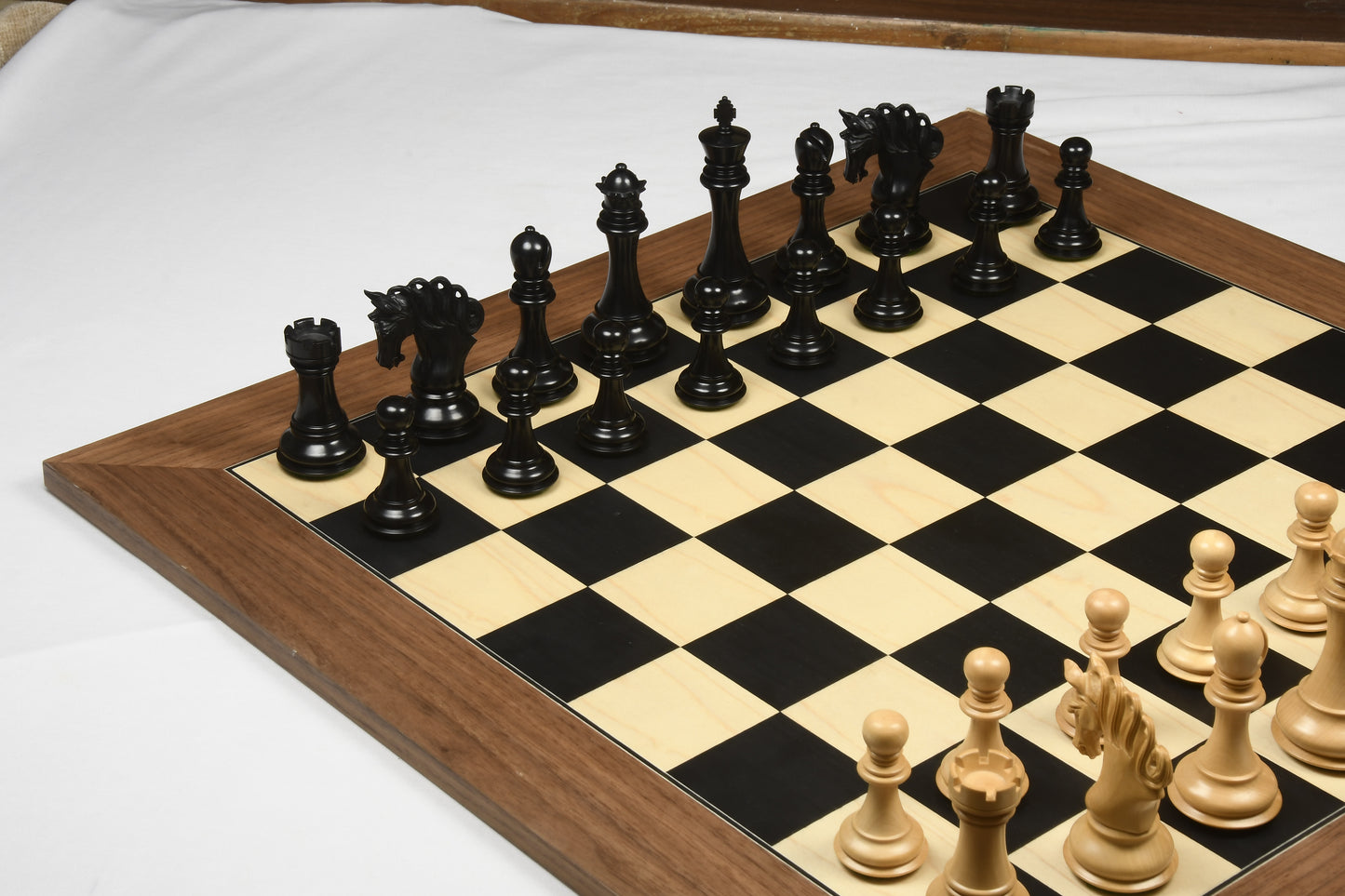 Combo of The Pegasus Series Artisan Staunton Chess Pieces ver 2.0 in Ebony / Boxwood - 4.6" King with Wooden Chess Board 24"