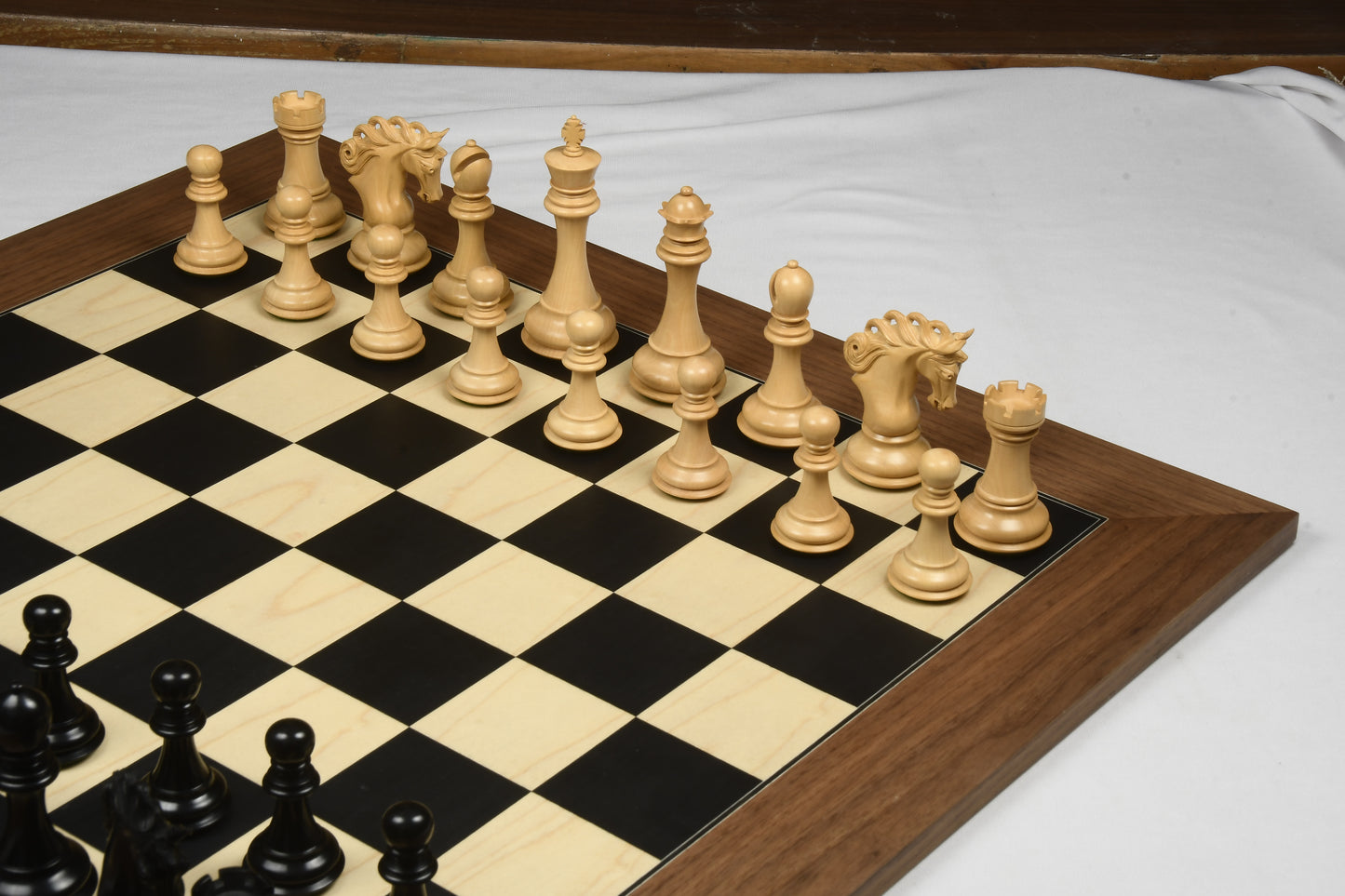 Combo of The Pegasus Series Artisan Staunton Chess Pieces ver 2.0 in Ebony / Boxwood - 4.6" King with Wooden Chess Board 24"