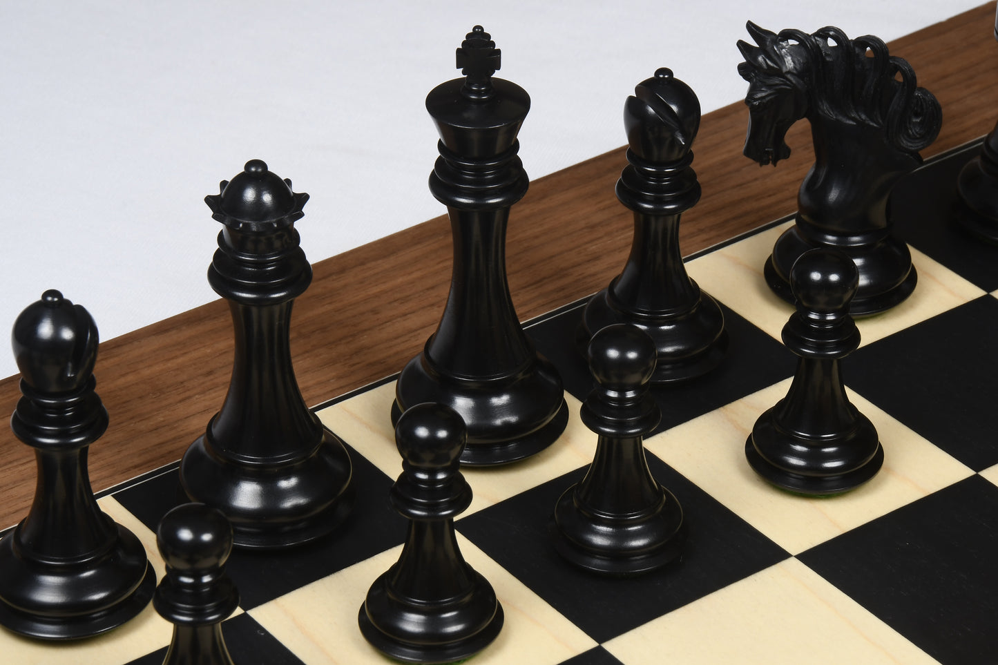 Combo of The Pegasus Series Artisan Staunton Chess Pieces ver 2.0 in Ebony / Boxwood - 4.6" King with Wooden Chess Board 24"