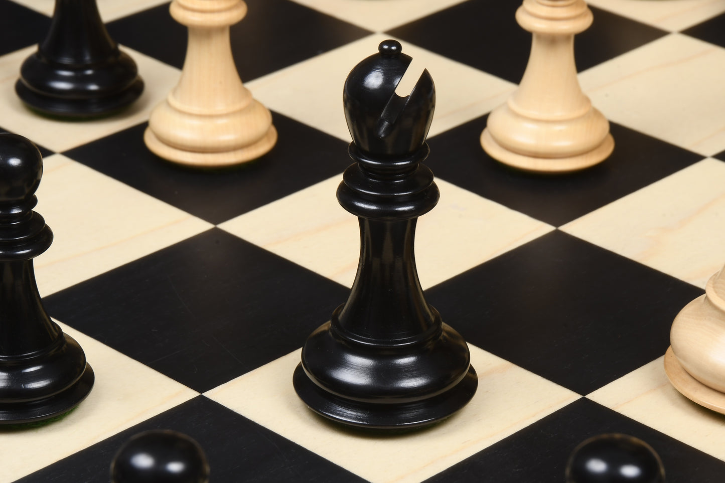 Combo of The Pegasus Series Artisan Staunton Chess Pieces ver 2.0 in Ebony / Boxwood - 4.6" King with Wooden Chess Board 24"
