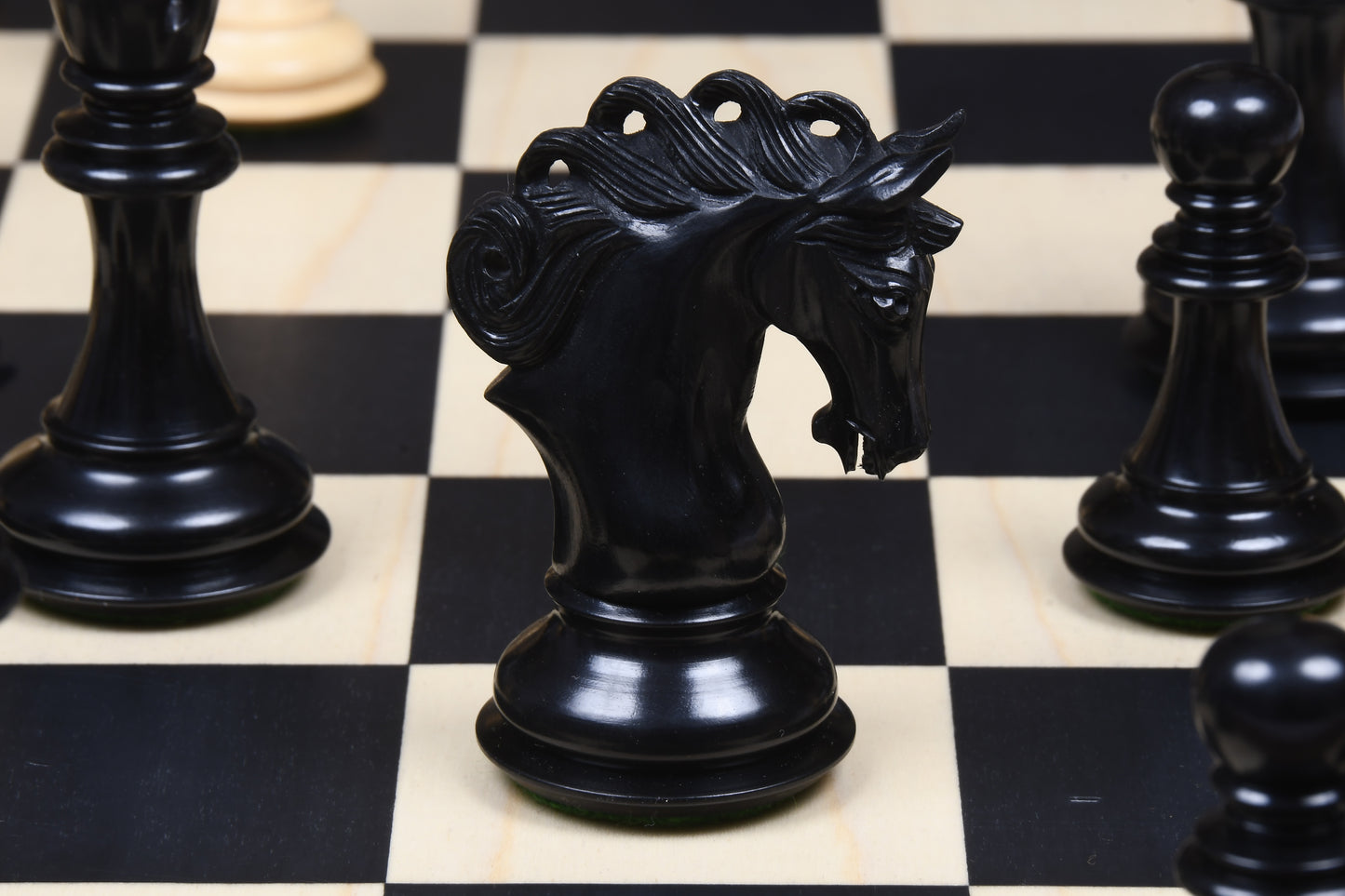 Combo of The Pegasus Series Artisan Staunton Chess Pieces ver 2.0 in Ebony / Boxwood - 4.6" King with Wooden Chess Board 24"