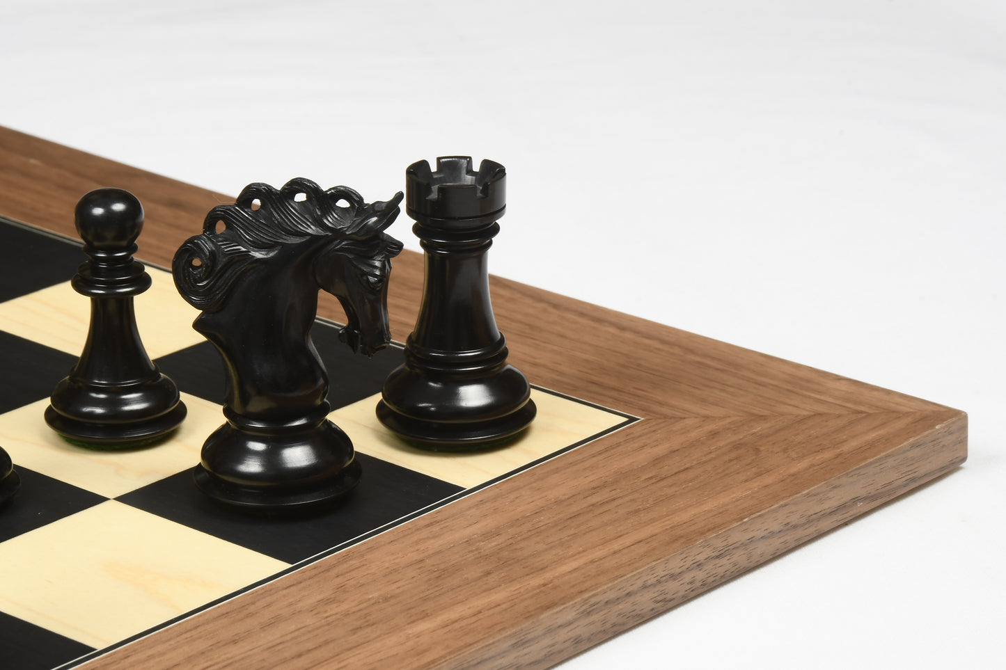 Combo of The Pegasus Series Artisan Staunton Chess Pieces ver 2.0 in Ebony / Boxwood - 4.6" King with Wooden Chess Board 24"