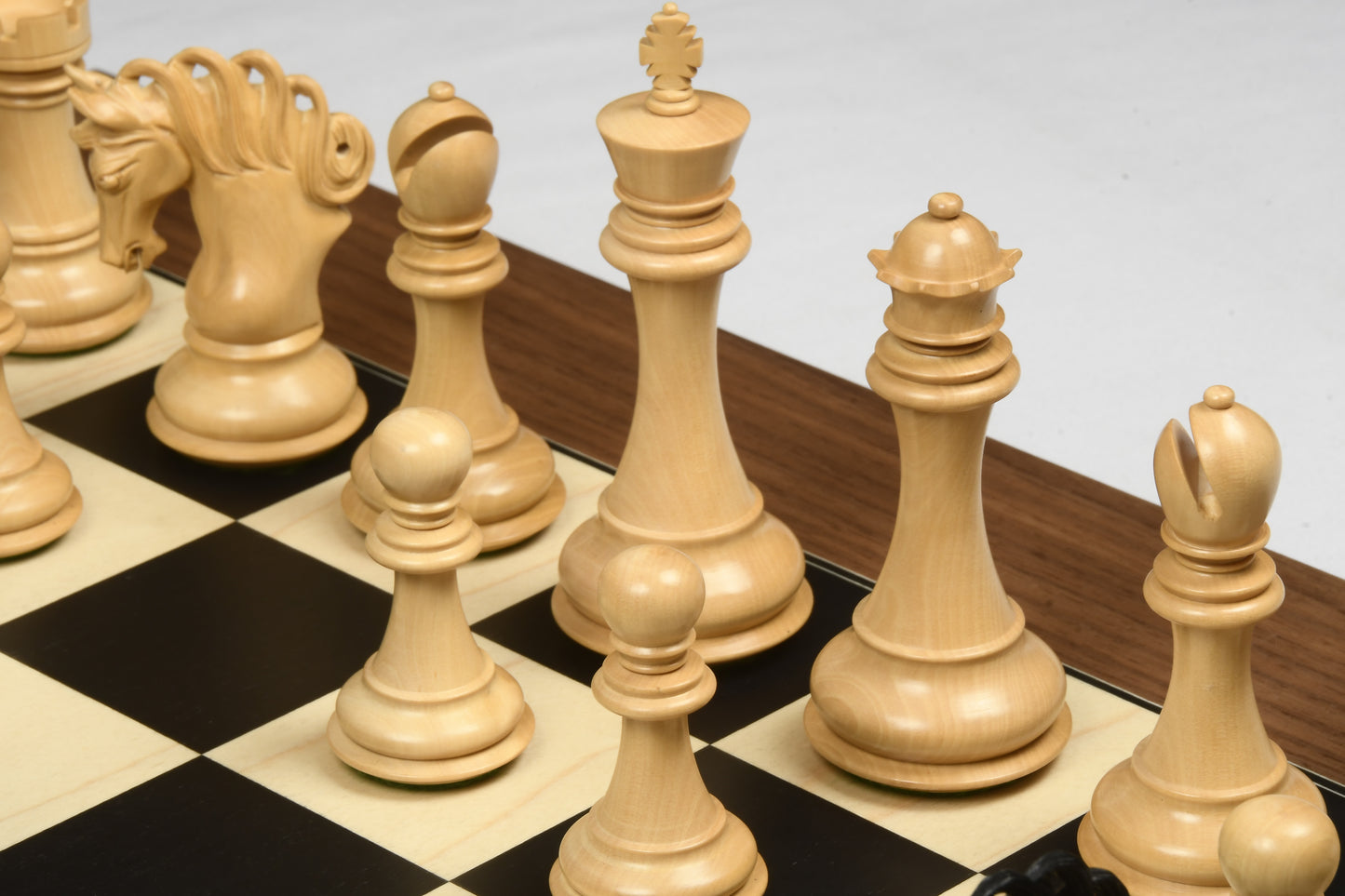 Combo of The Pegasus Series Artisan Staunton Chess Pieces ver 2.0 in Ebony / Boxwood - 4.6" King with Wooden Chess Board 24"