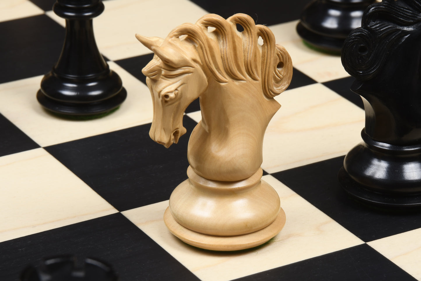 Combo of The Pegasus Series Artisan Staunton Chess Pieces ver 2.0 in Ebony / Boxwood - 4.6" King with Wooden Chess Board 24"
