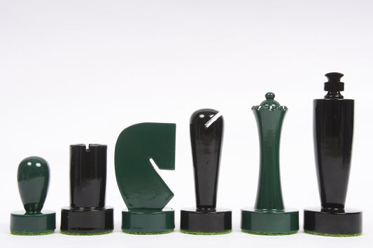 Berliner Series Modern Minimalist Chess Pieces in Green and Black Painted Box Wood - 3.7" King