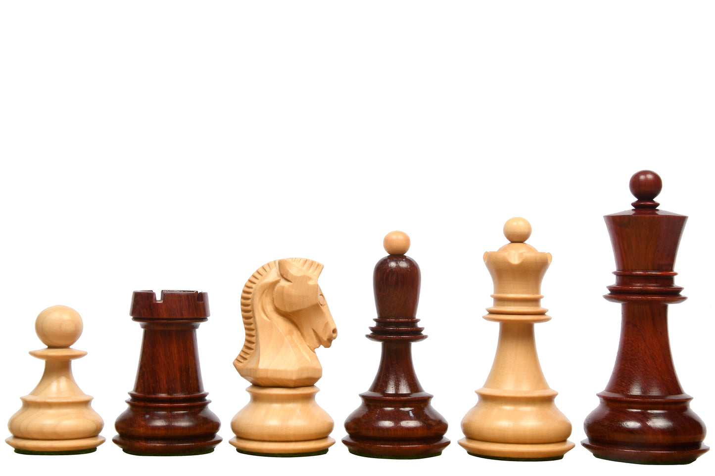 1950 Repro Dubrovnik Bobby Fischer Chessmen V3.0 in Bud Rosewood/Boxwood - 3.7" King with Board