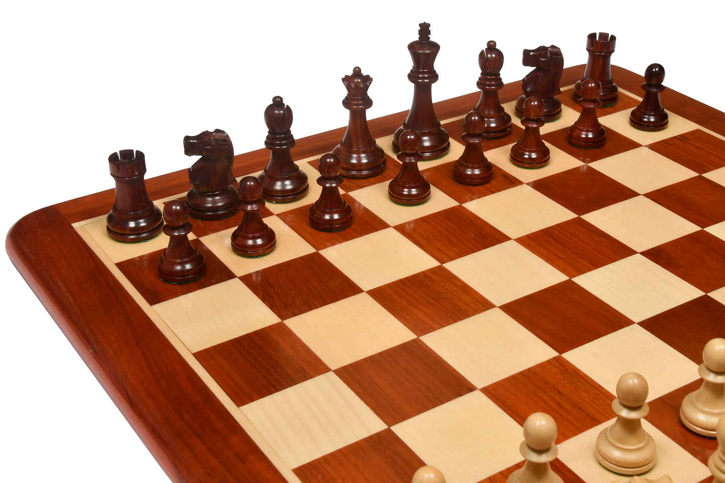 1972 Repro Fischer-Spassky Pattern Chess Pieces V2.0 in Rosewood / Boxwood - 3.75" King with Board