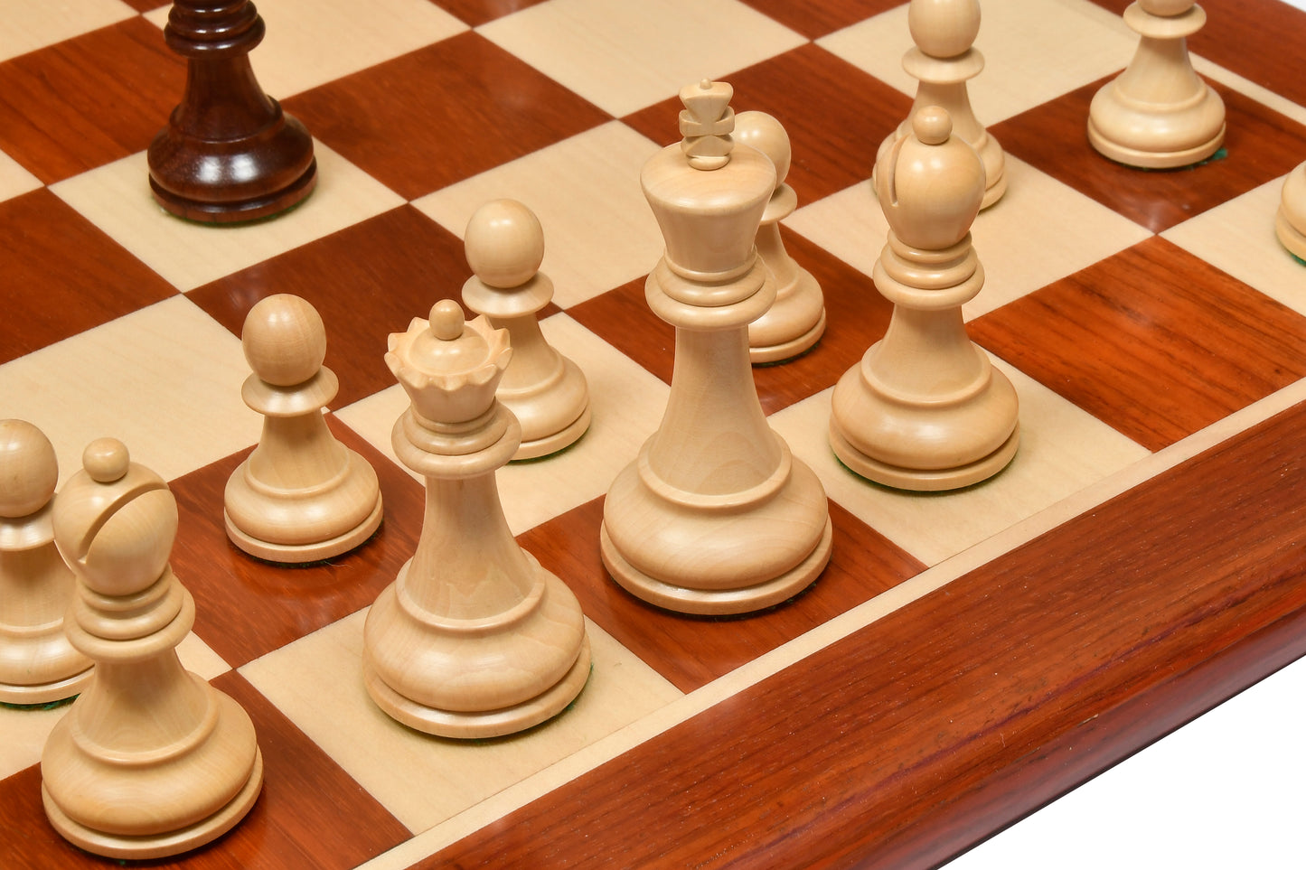 1972 Repro Fischer-Spassky Pattern Chess Pieces V2.0 in Rosewood / Boxwood - 3.75" King with Board