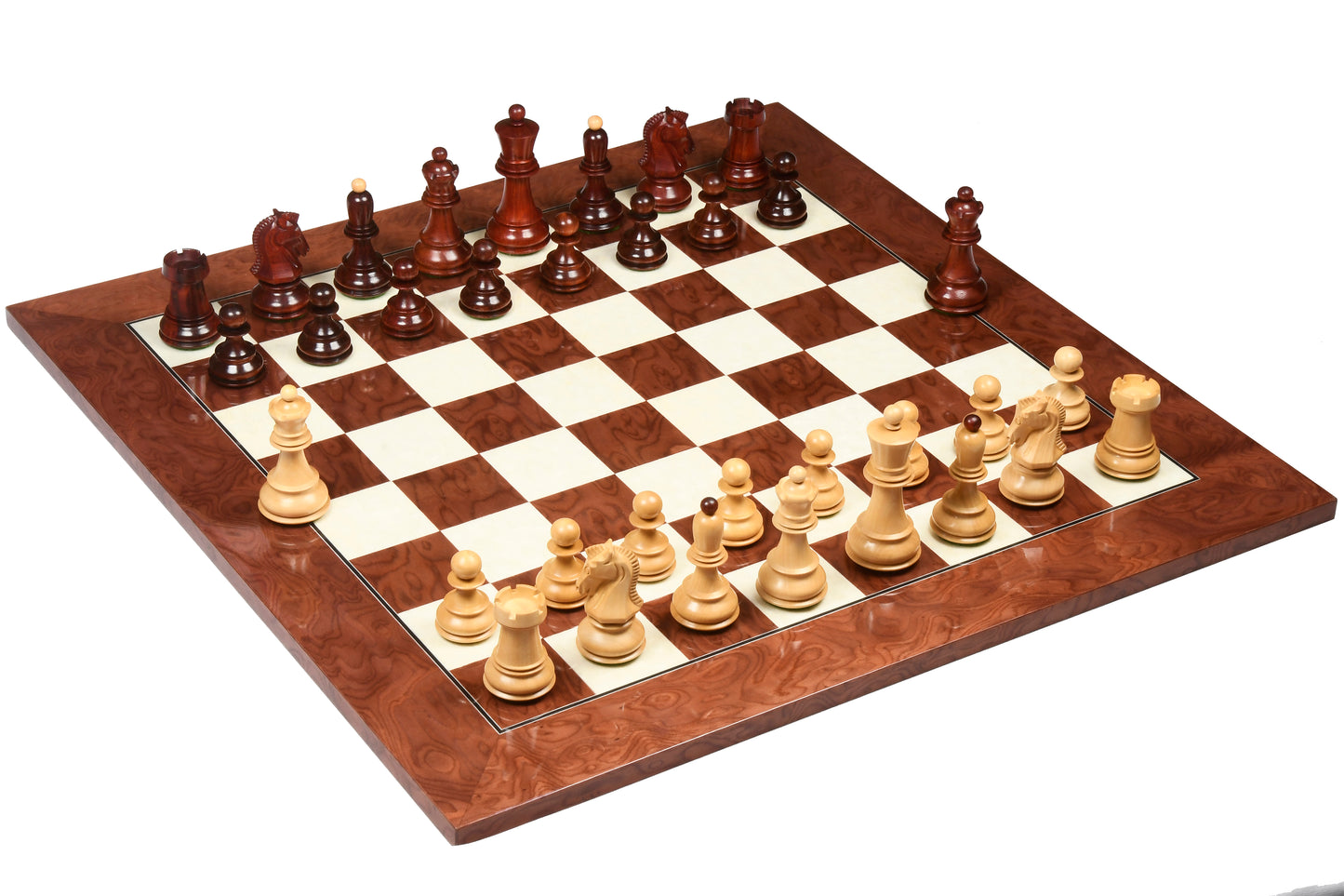 1950 Repro Dubrovnik Bobby Fischer Chessmen V3.0 in Bud Rosewood/Boxwood - 3.7" King with Board