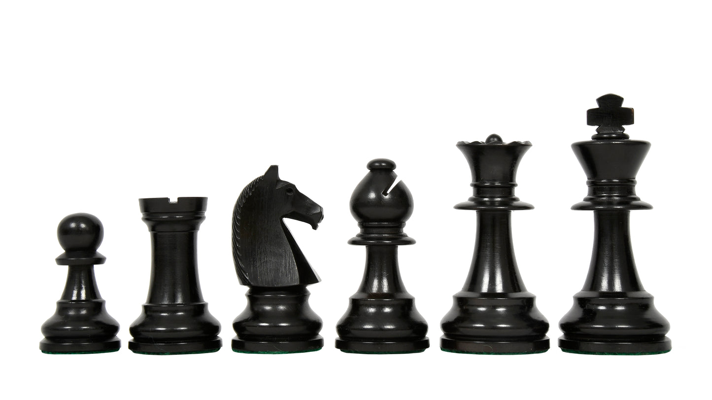 Reproduced 90s French Chavet Championship Tournament Chess Pieces V2.0 in Ebonized / Box Wood - 3.6" King