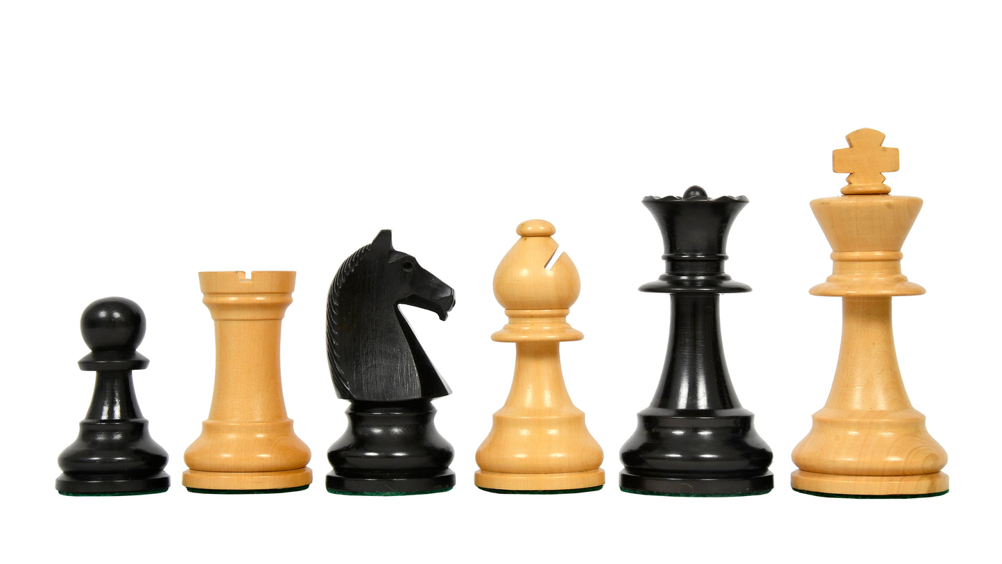 Reproduced 90s French Chavet Championship Tournament Chess Pieces V2.0 in Ebonized / Box Wood - 3.6" King