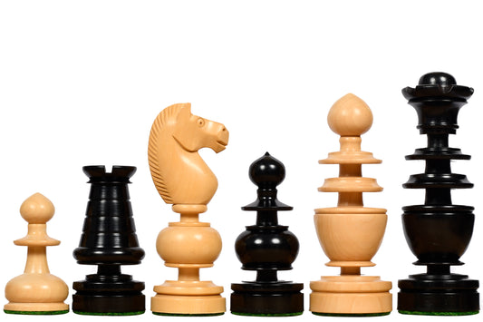 Reproduced Antique Series Regency Chess Pieces in Ebony and Box Wood - 4.3" King
