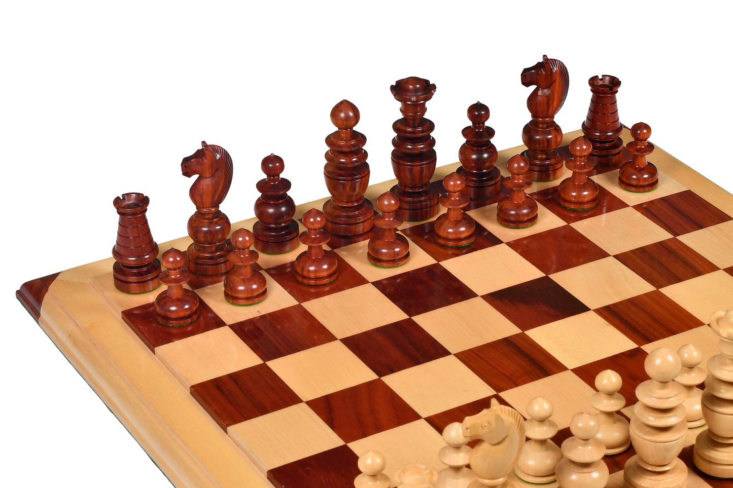 Reproduced Antique Series French Regency Chess Pieces in Bud Rosewood & Boxwood - 4.2" King