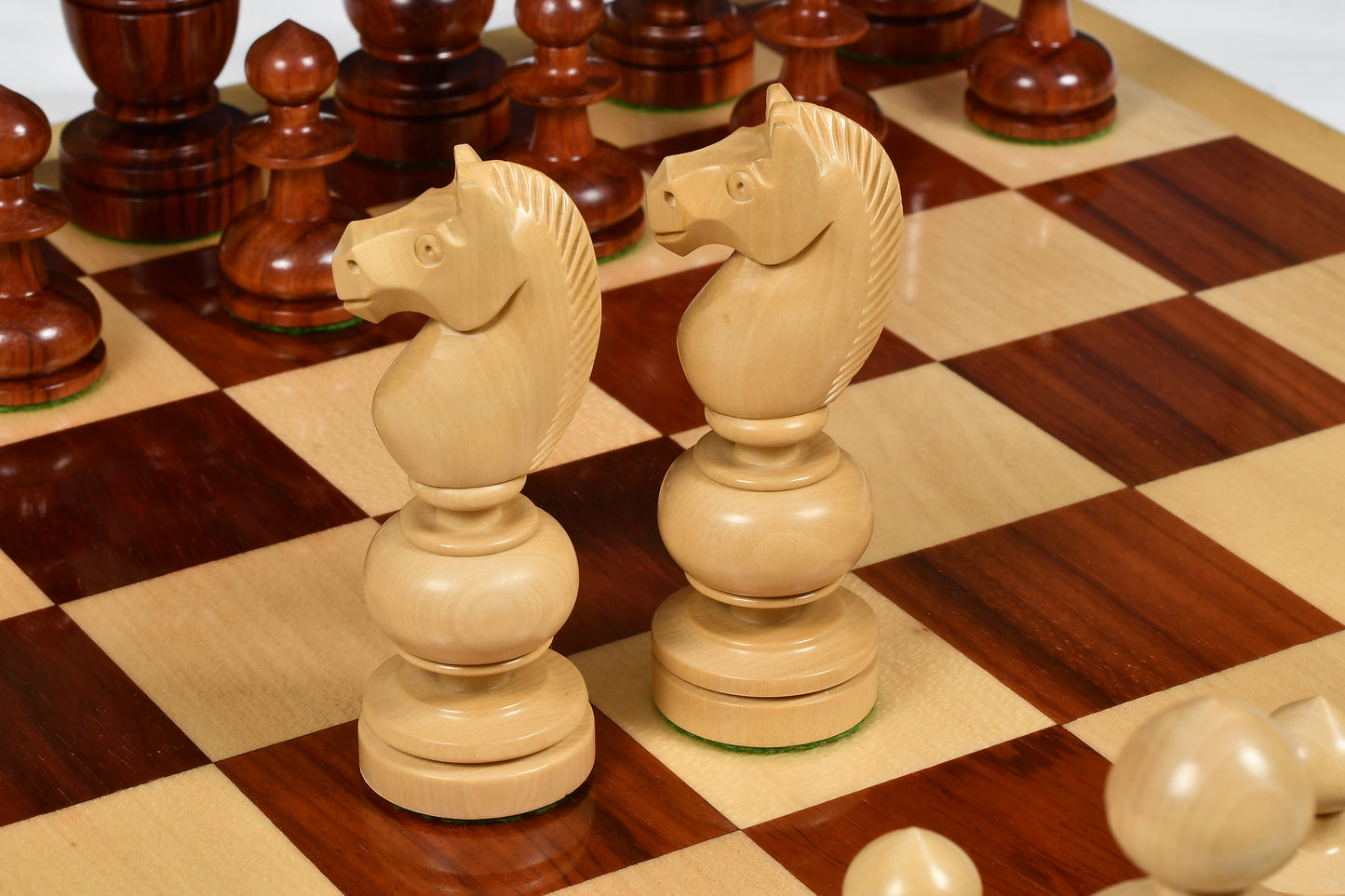 Reproduced Antique Series French Regency Chess Pieces in Bud Rosewood & Boxwood - 4.2" King