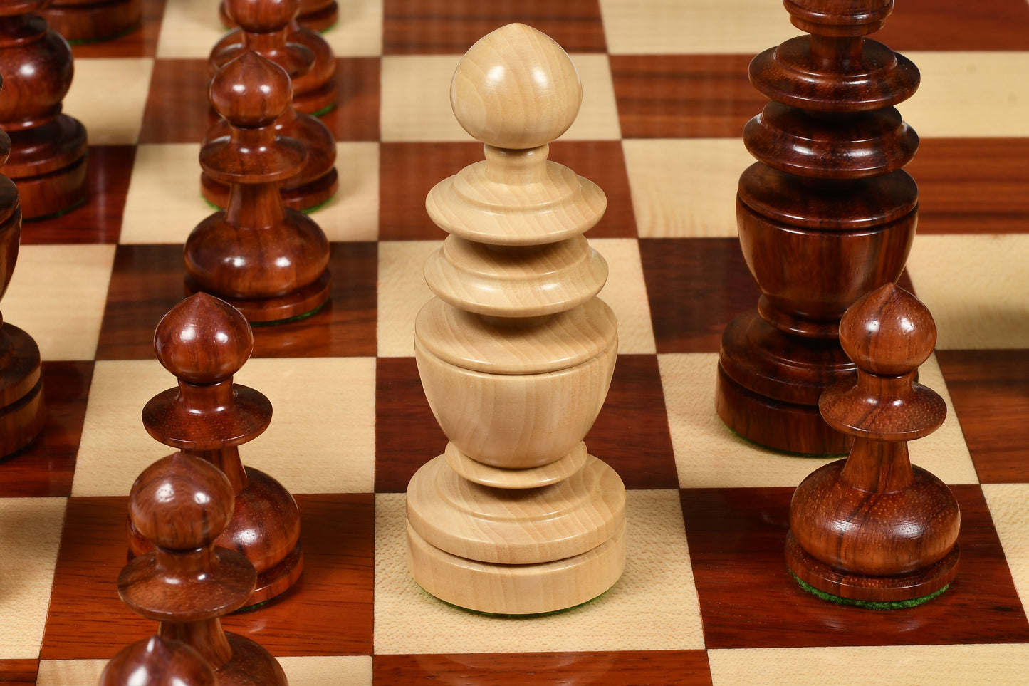 Reproduced Antique Series French Regency Chess Pieces in Bud Rosewood & Boxwood - 4.2" King