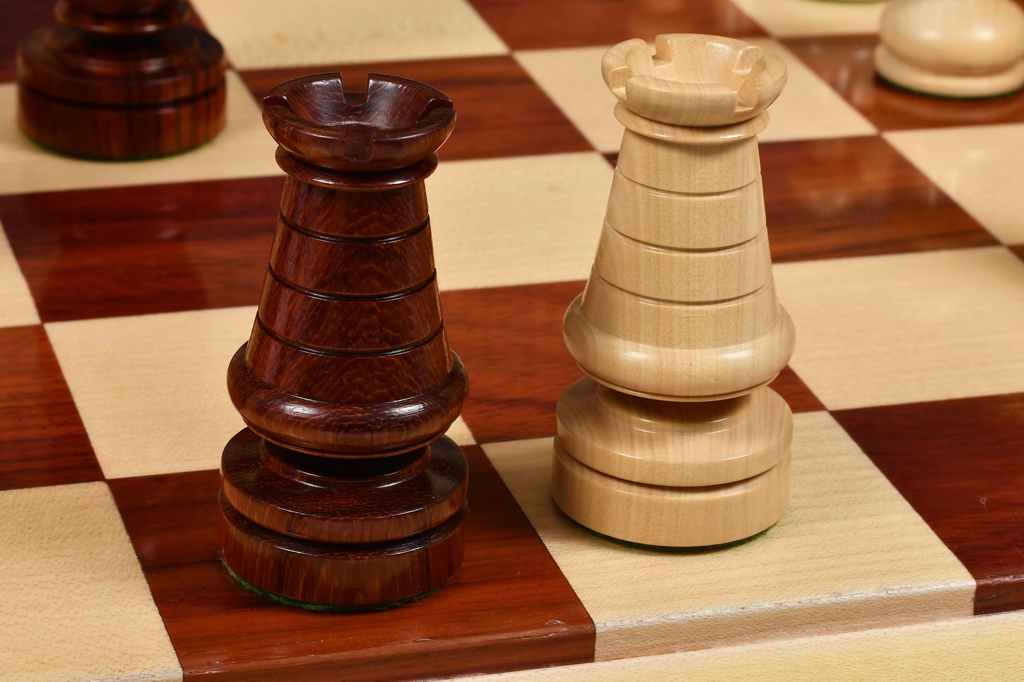 Reproduced Antique Series French Regency Chess Pieces in Bud Rosewood & Boxwood - 4.2" King