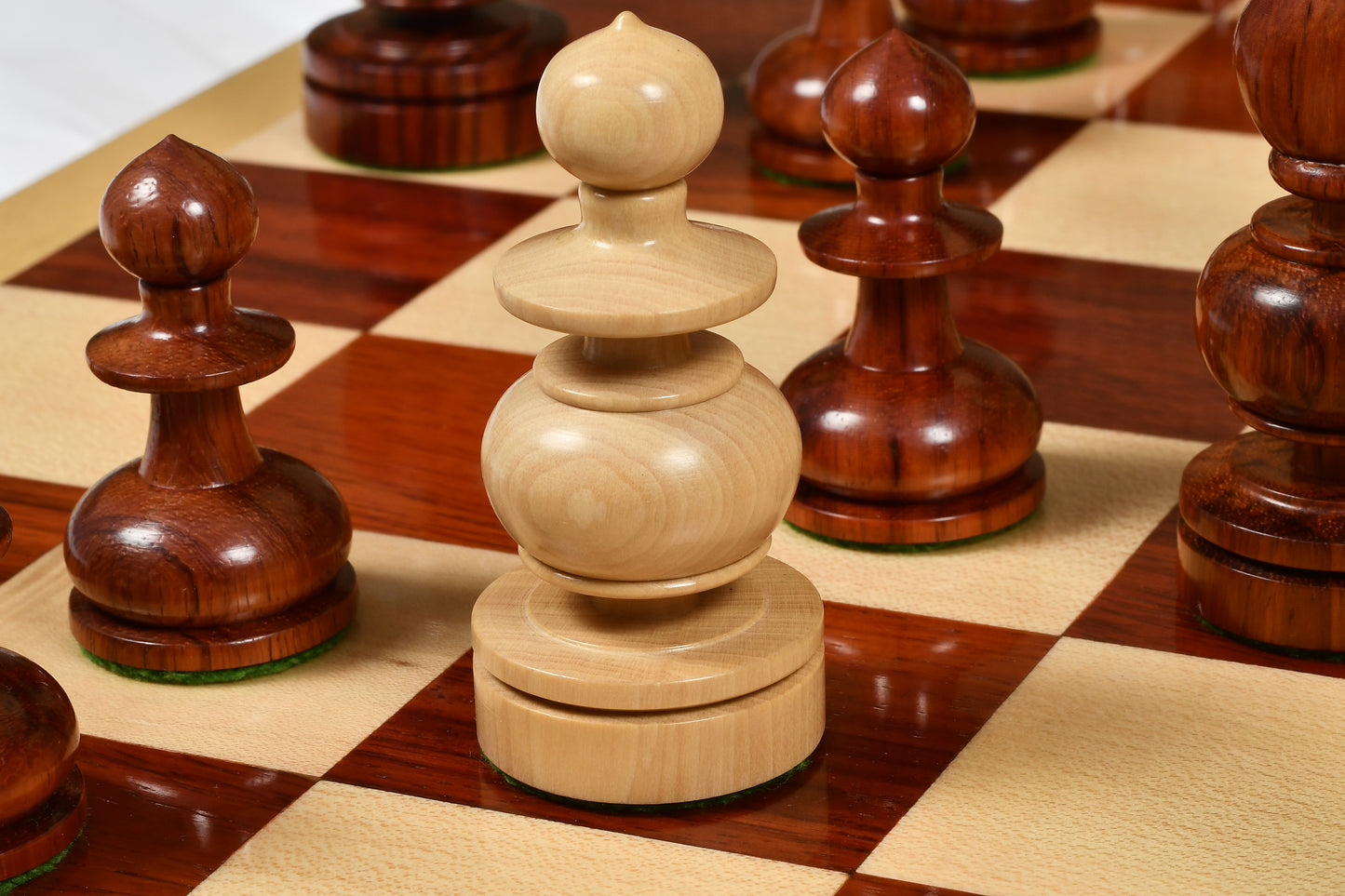 Reproduced Antique Series French Regency Chess Pieces in Bud Rosewood & Boxwood - 4.2" King