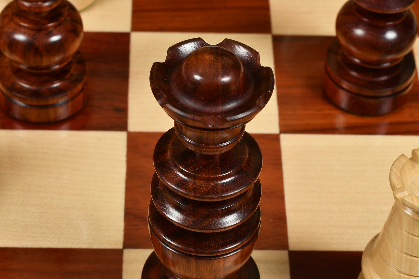 Reproduced Antique Series French Regency Chess Pieces in Bud Rosewood & Boxwood - 4.2" King