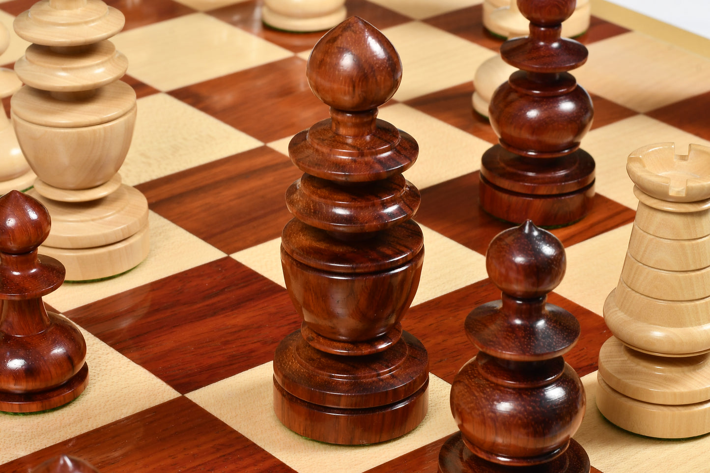 Reproduced Antique Series French Regency Chess Pieces in Bud Rosewood & Boxwood - 4.2" King