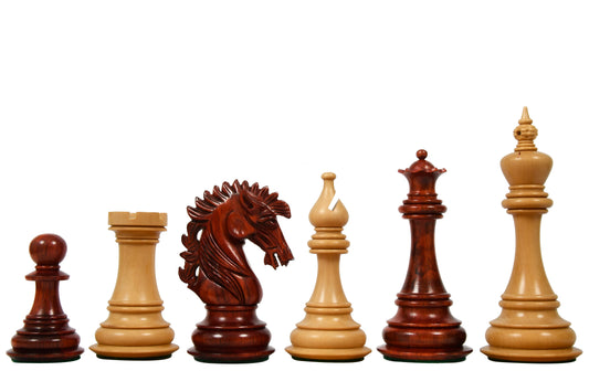 The Ruffian American Series Staunton Chess Pieces in Budrosewood &nbsp; / Box Wood - 4.8" King