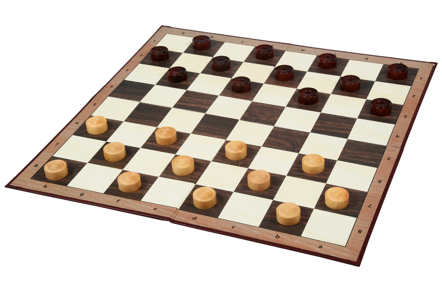 Wooden Checkers / Draught Set in Bud Rose Wood & Boxwood - 30mm
