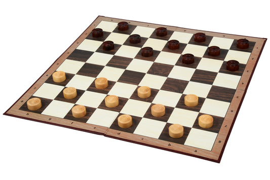 Wooden Checkers / Draught Set in Bud Rose Wood & Boxwood - 30mm