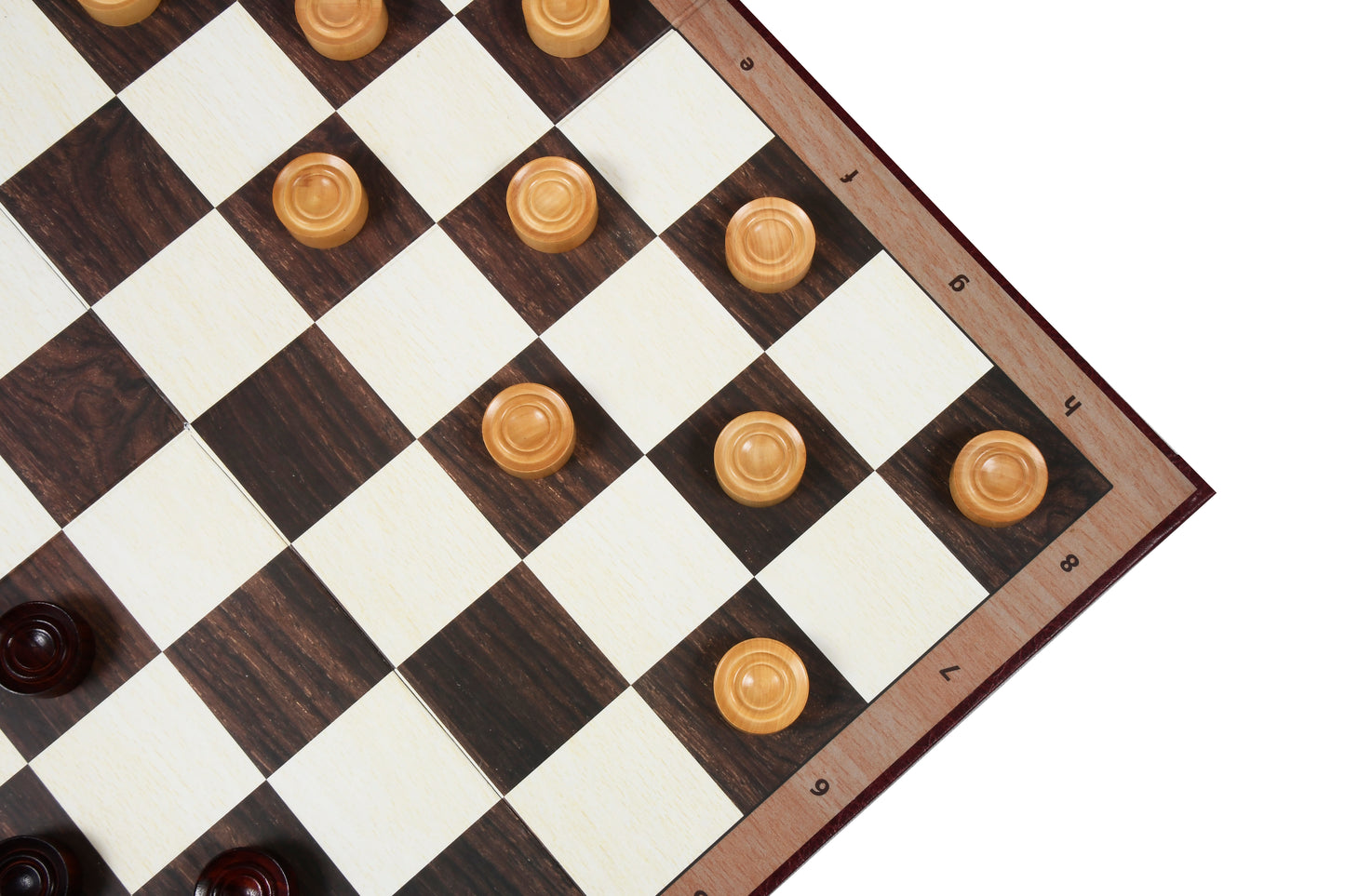 Wooden Checkers / Draught Set in Bud Rose Wood & Boxwood - 30mm