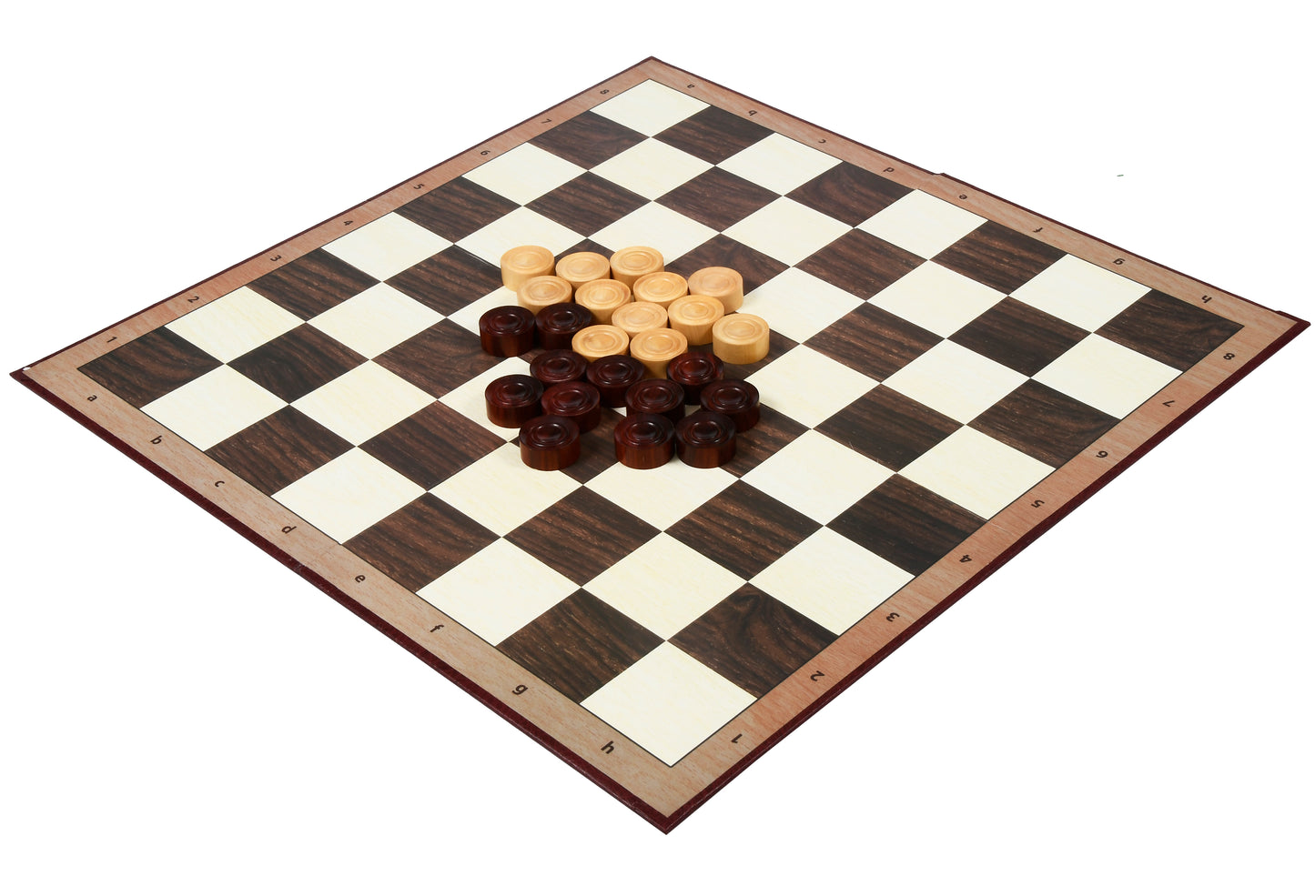 Wooden Checkers / Draught Set in Bud Rose Wood & Boxwood - 30mm