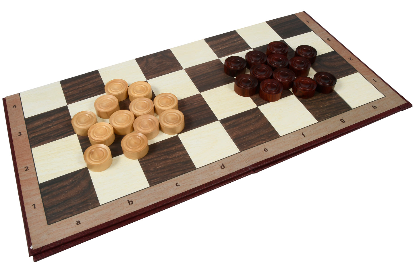 Wooden Checkers / Draught Set in Bud Rose Wood & Boxwood - 30mm