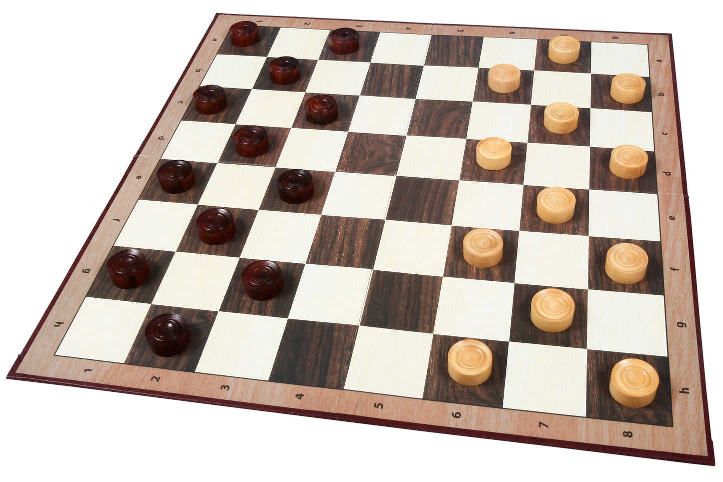 Wooden Checkers / Draught Set in Bud Rose Wood & Boxwood - 30mm
