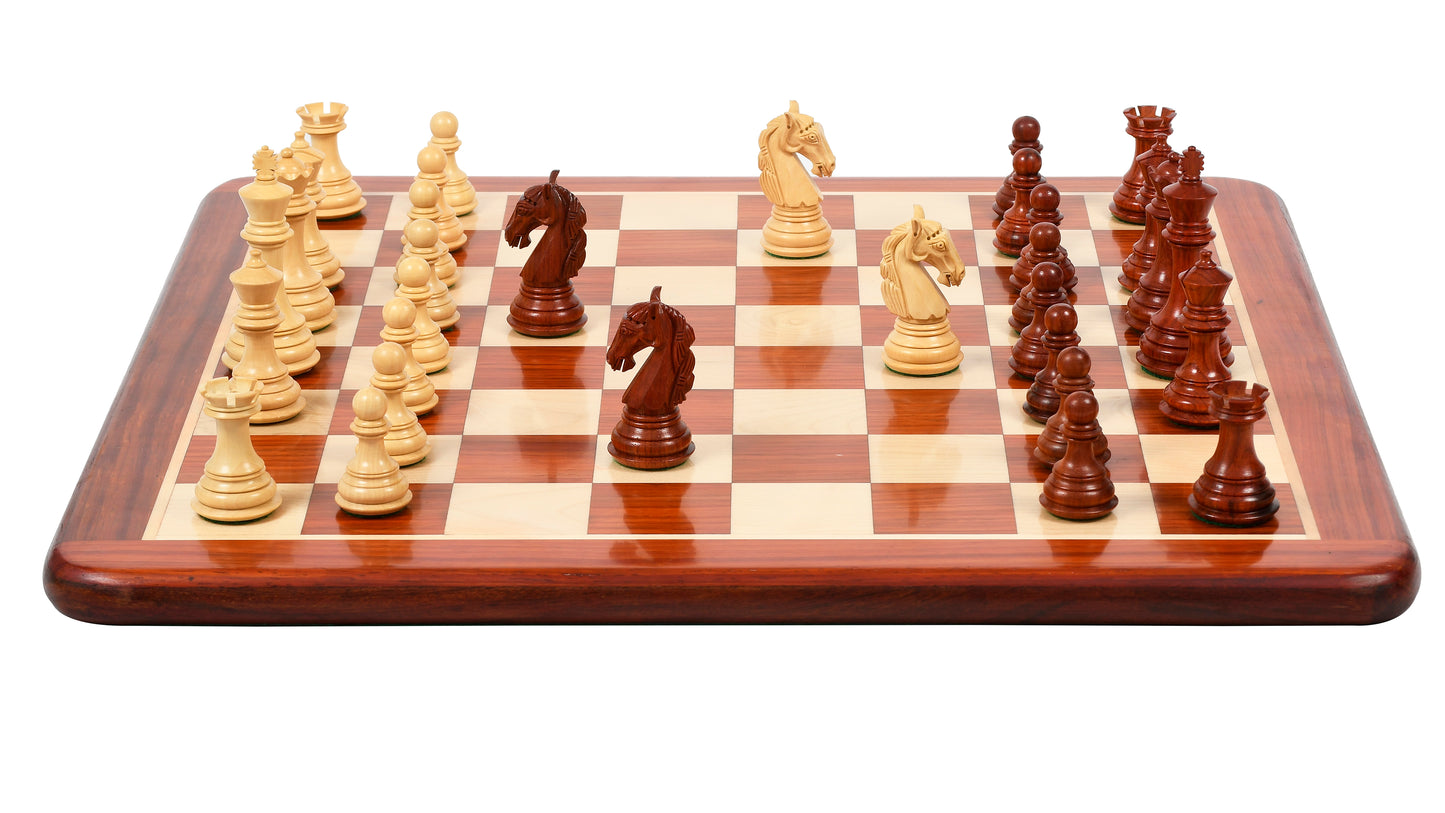 Combo The New Columbian Staunton Series Chess Pieces in Bud Rose Wood & Box wood - 3.8" King with Wooden Chess Board