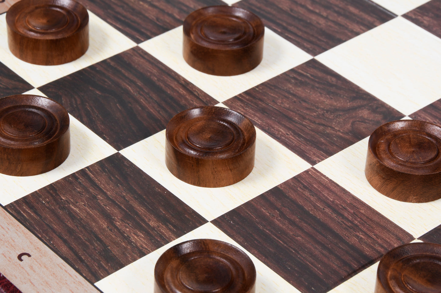 Wooden Checkers / Draught Set in Sheesham & Boxwood - 35mm